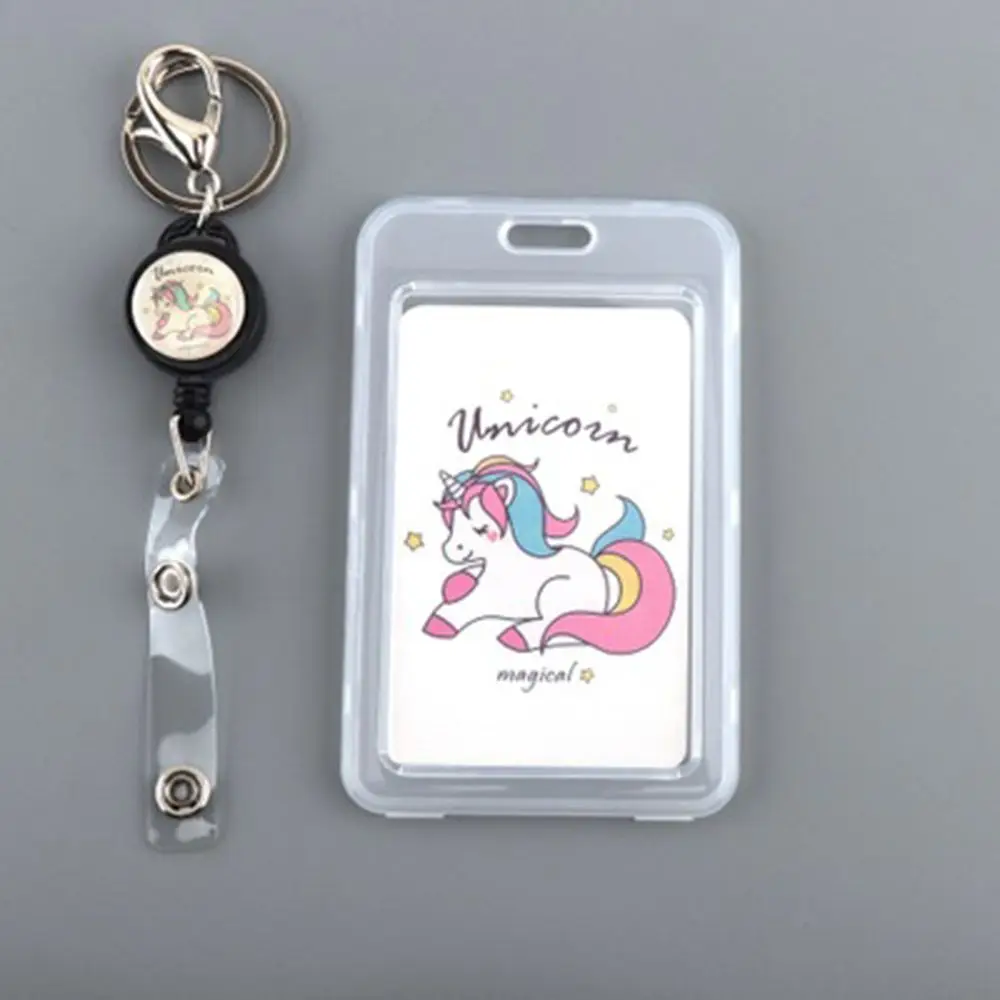 Выдвижной Держатель для карт с милым мультяшным единорогом держатель школьные и