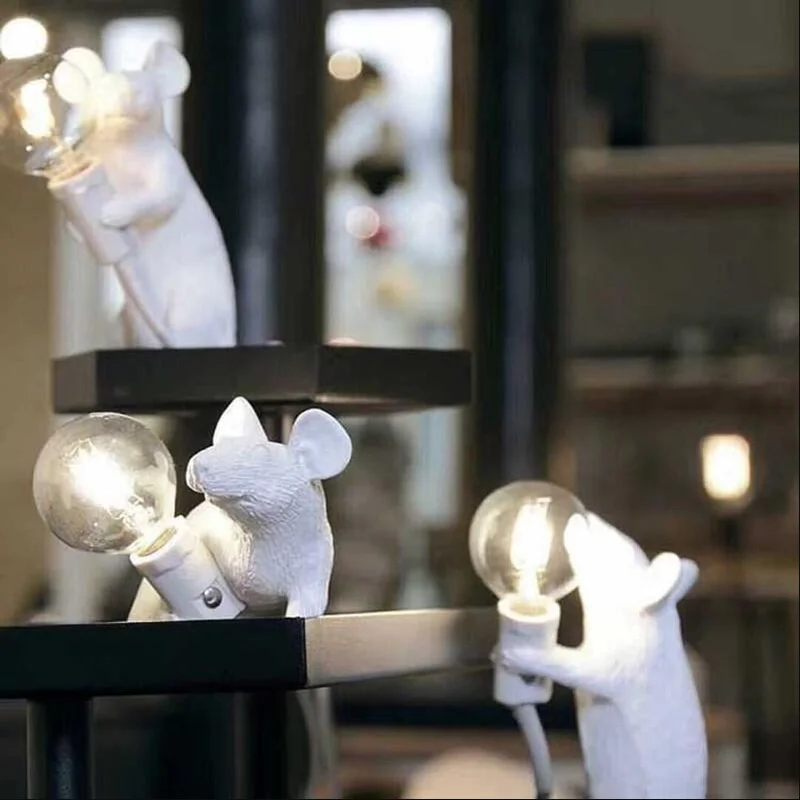 SELETTI современный смоляный стол с мышкой светодиодный E12 крыса настольная лампа