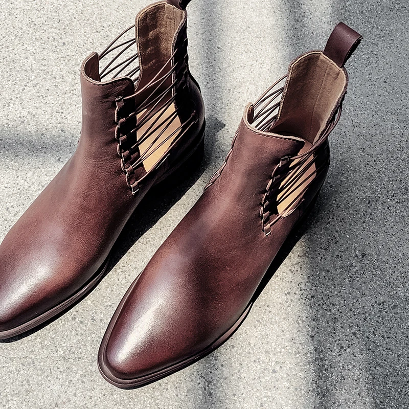 Женские ботильоны из натуральной кожи на толстом каблуке 4 5 см|Женские туфли| |