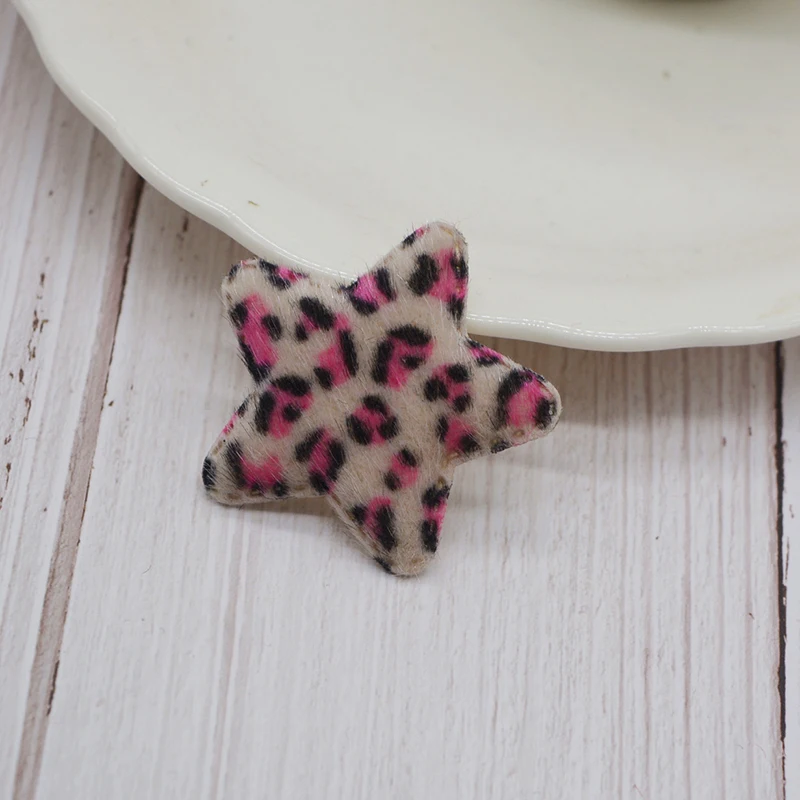 4.5cm Children's hair Clip Accessories Cloth appliques DIY Handmade leopard print star patch applique | Дом и сад