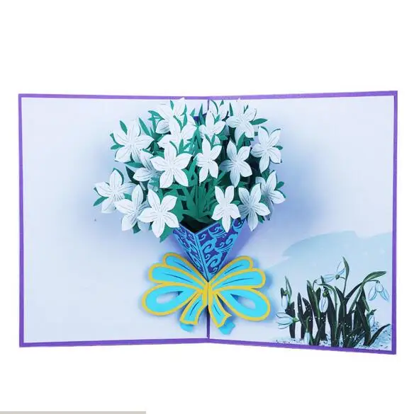 10 шт. 3D стерео поздравительная открытка Розовая Лилия daffodil букет подсолнухов