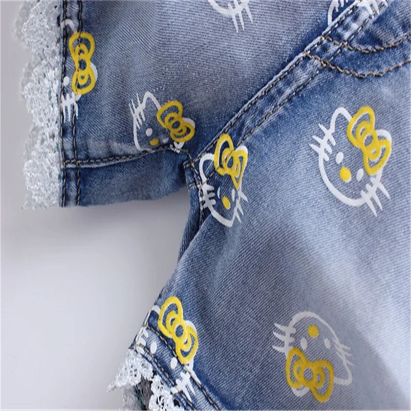 Детские джинсовые шорты 1 шт. летние кружевные с мультяшным рисунком для
