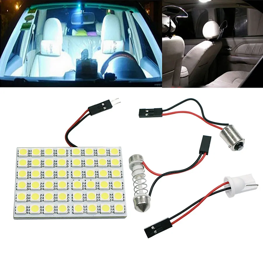 

1Set White Festoon BA9S T10 W5W LED Bulbs 5050 48SMD Car LED Panel Lamps Auto Interior Reading Lamp Dome Ceiling light DC12v