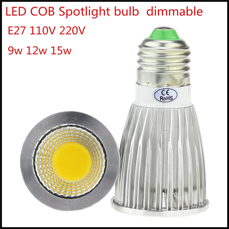10X светодиодный Лампа COB E27 9W12W 15 Вт Светодиодный прожектор AC110V 220V для домашнего