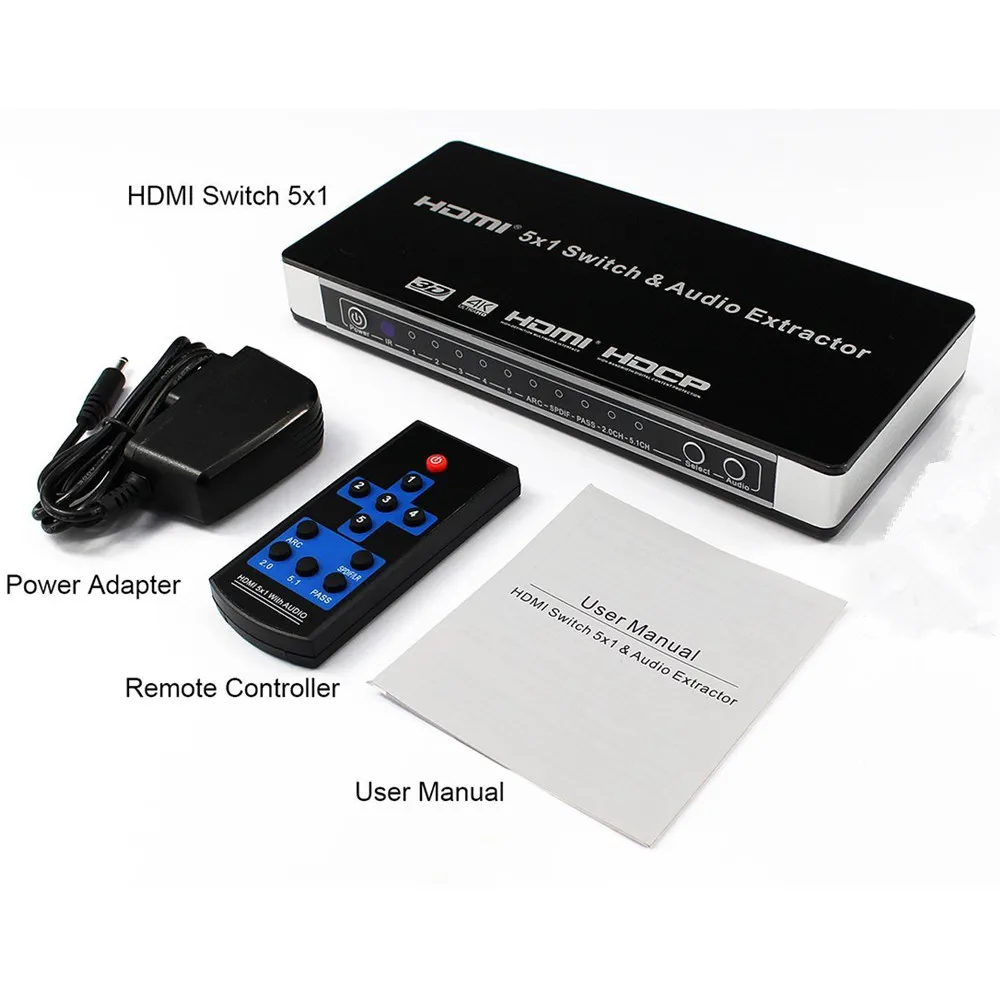 Новый 4K HDMI переключатель с дистанционным управлением 1 4 Toslink порт Sup ARC 5 сплиттер