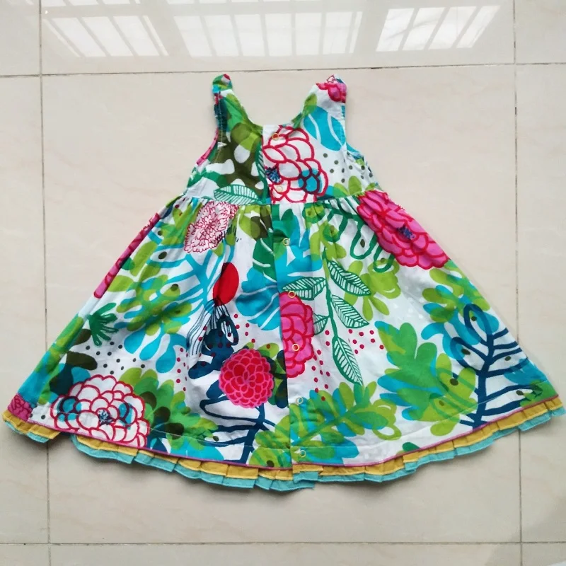 Обувь для девочек платье из хлопка с цветочным рисунком детская одежда 2018 летняя