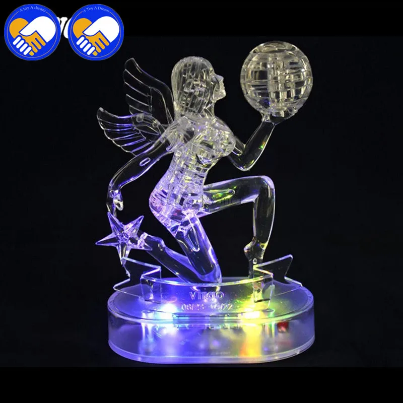 Новый 3D Кристалл Знаки зодиака головоломка мигающий светодиодный свет дети 12