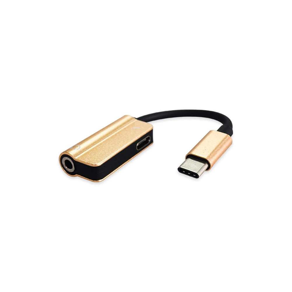 Earphone Round Hole Cool Adapter Alloy Interface Type-C To 3.5mm Jack 2 IN 1 Converter USB C Cable Plating Aux Rust-free |
