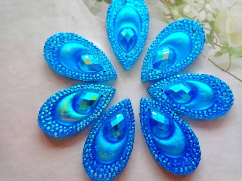 

Free shipping Light blue AB colour rhinestones drop shape crystal 16*30mm Sew On gem stones flatback resin strass 50pcs/lot