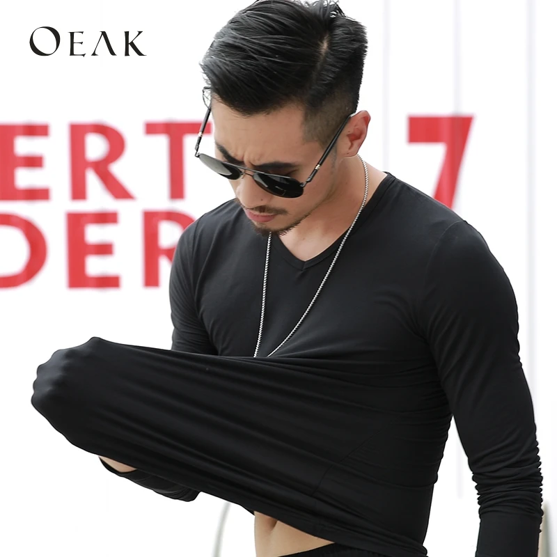 Oeak 3XL однотонная белая Базовая Мужская Повседневная футболка с длинными рукавами