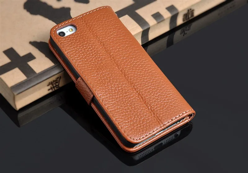 Vintage Business Type 100% Genuine Leather Flip Cover case for iphone 5 5S Real cowhide Retro-Lichess Pattern! Color |