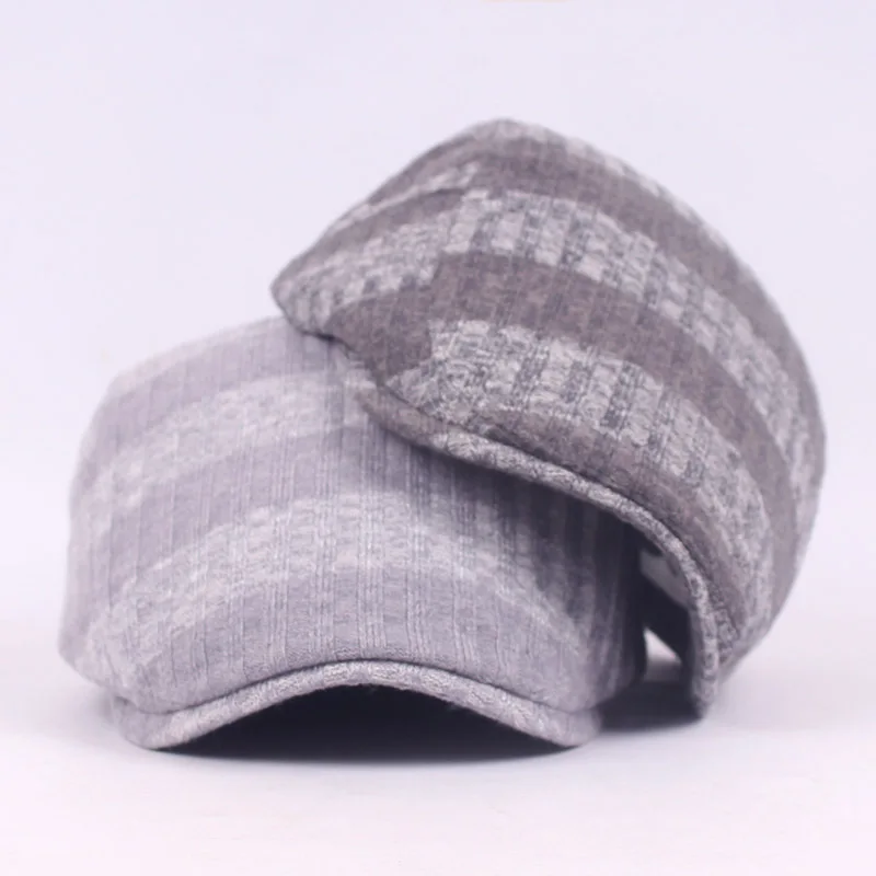 Men Fashion Knitted Crochet Stripe Hat Beret Peaked Driver Cabbie Newsboy Cap CSHAT0142 |