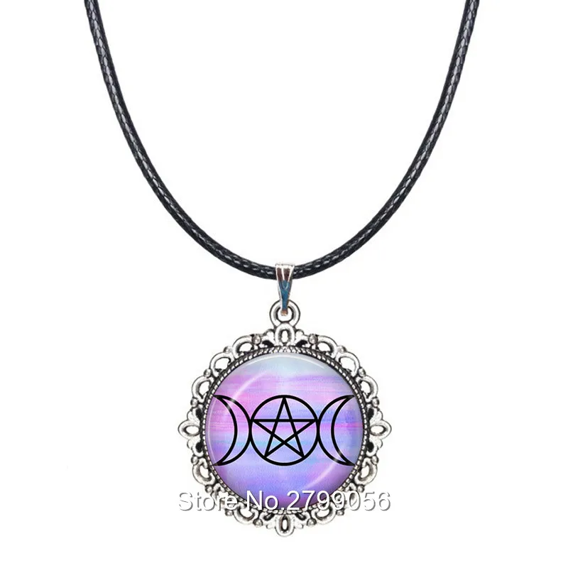 Ювелирные изделия wicca Тройная Луна пентаграмма ожерелье полумесяц колье луна