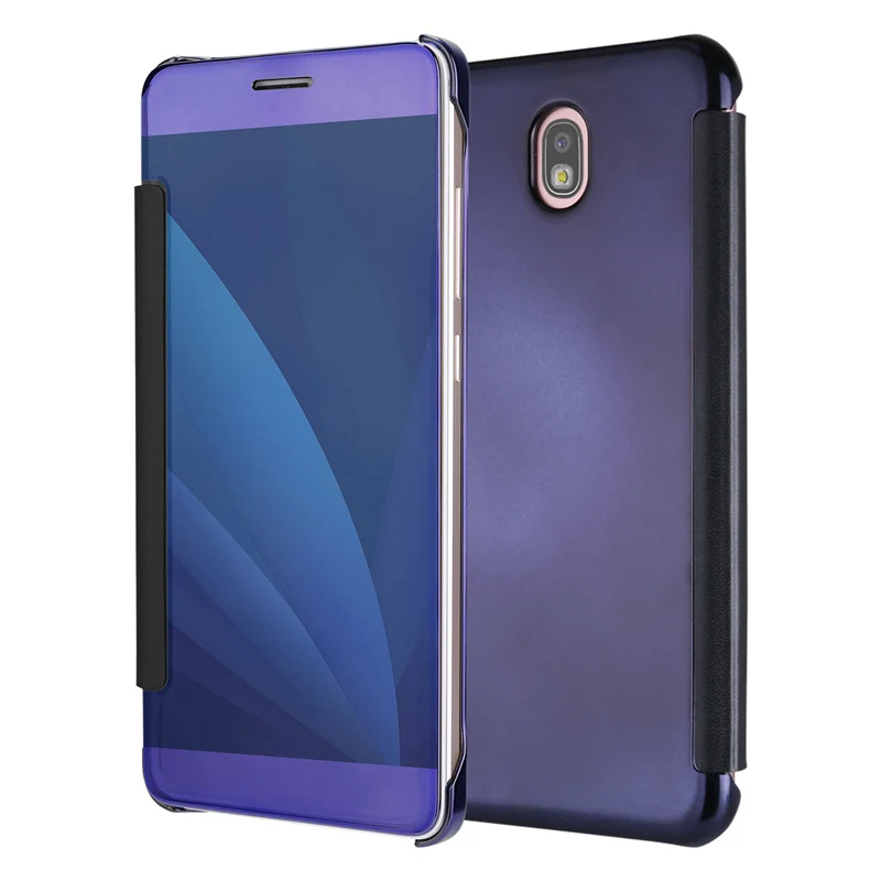 Для samsung J3 2017 J330 чехол Smart View защелкивающийся с зеркальным покрытием кожаный для