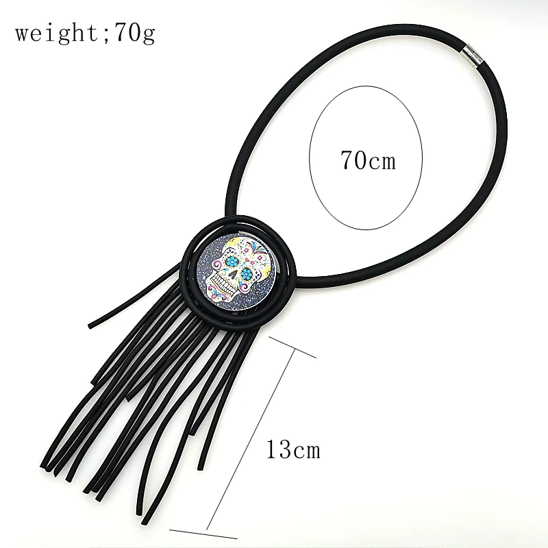 New Tassel Necklaces Skeleton Head Pendant Sweater Necklace Women Summer Jewelry Handmade Cool Rock Rave Choker Party Gift 2019 |