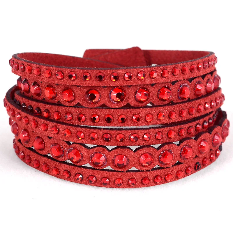 Новое поступление Slake стразы Кристалл замша двойной браслет с полной ПАВЕ для