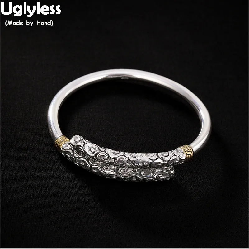 Uglyless цельные настоящие 99.9% тонкие серебряные крутые экзотические дикие браслеты