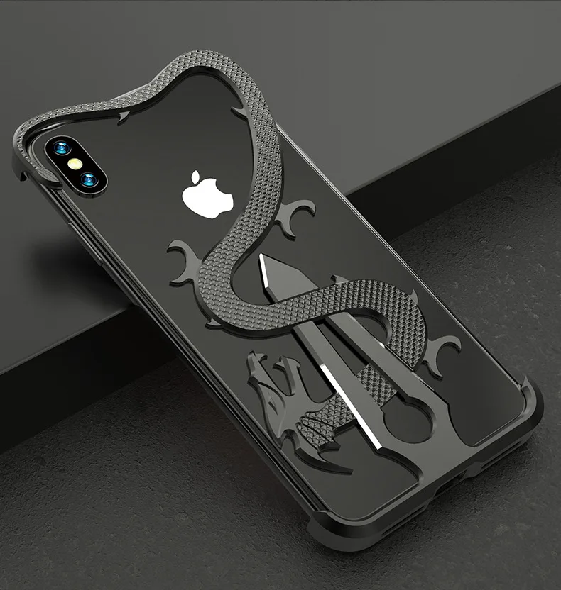 2 в 1 дизайн Высокое качество китайский дракон и меч чехол для iPhone XR XS задняя крышка металлический бампер чехол рамка для iPhone Xs Max