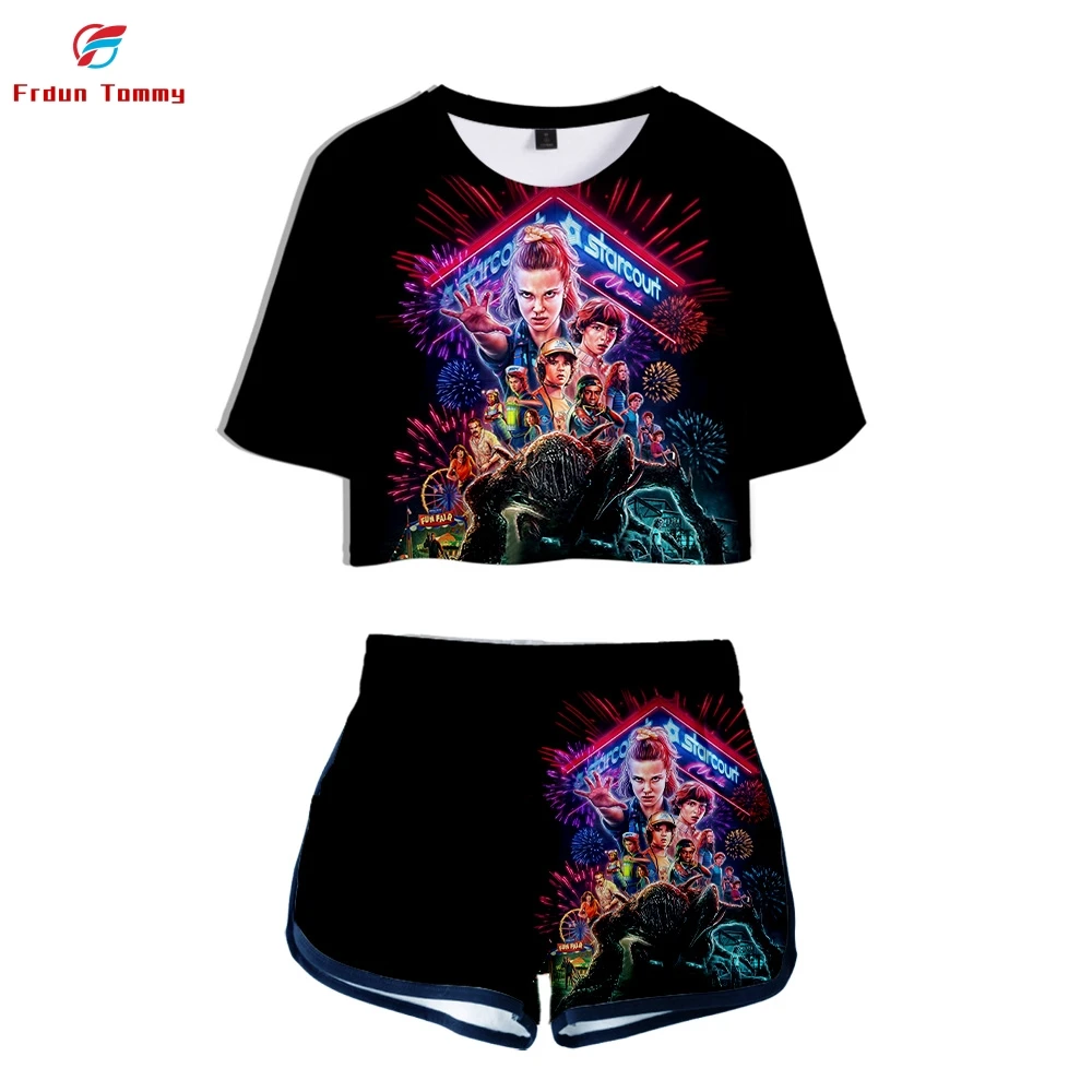 Комплект женский летний из двух предметов с принтом очень странные дела |