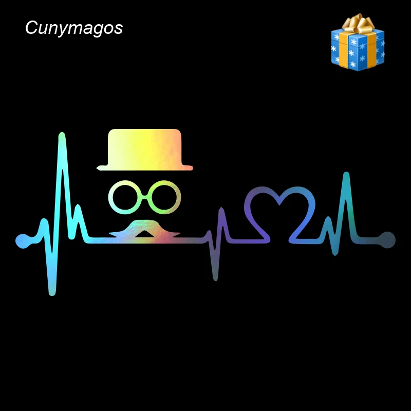 Hipster Top Hat Усы Heartbeat Lifeline наклейки мотоцикл мода автомобиль окно Виниловые стикеры