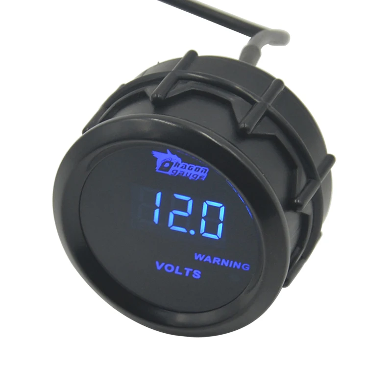 Фото Dragon 52mm  Blue LED BackLight Auto Car Motorcycle 12V Digital Voltage Volt Gauge Measurement Range 8-18V Meter Free Shipping №4