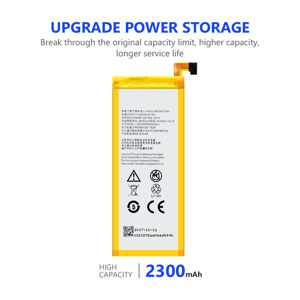 Аккумуляторная литиевая батарея для телефона Bateria Li3823T43P6hA54236 H ZTE Q5 C S2003 S2005 G720T Geek II