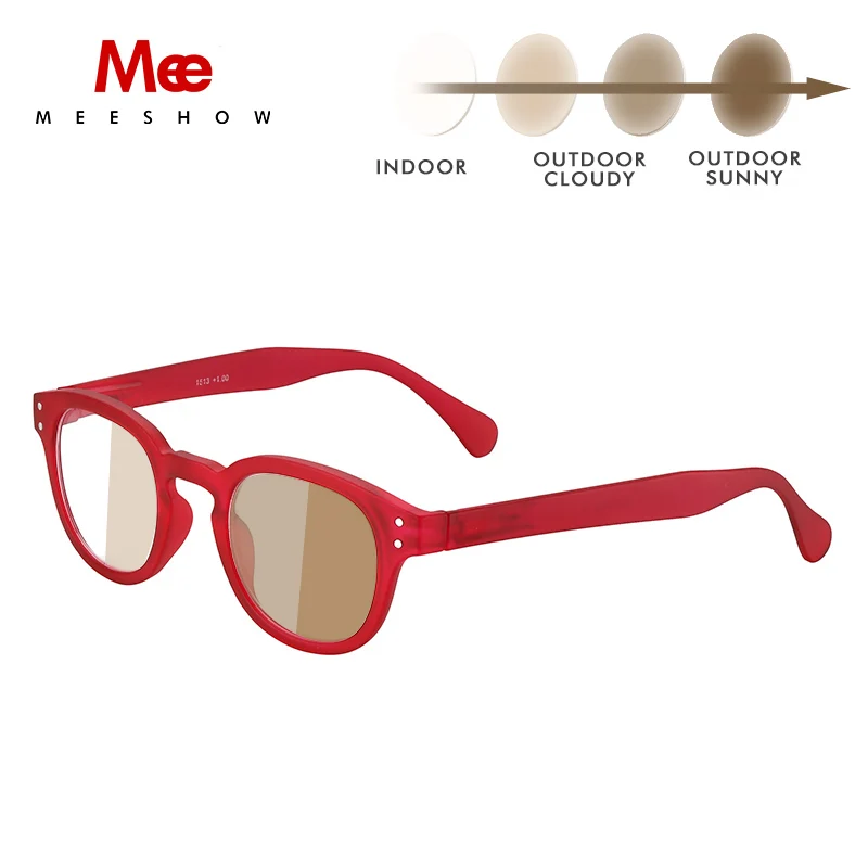 Red Photo Brown MEESHOW, очки по рецепту, женские солнцезащитные очки, фотохромные очки, мужские ретро очки, очки для близорукости, очки для чтения 0,5 UV400 1513 - Цвет оправы: Red Photo Brown