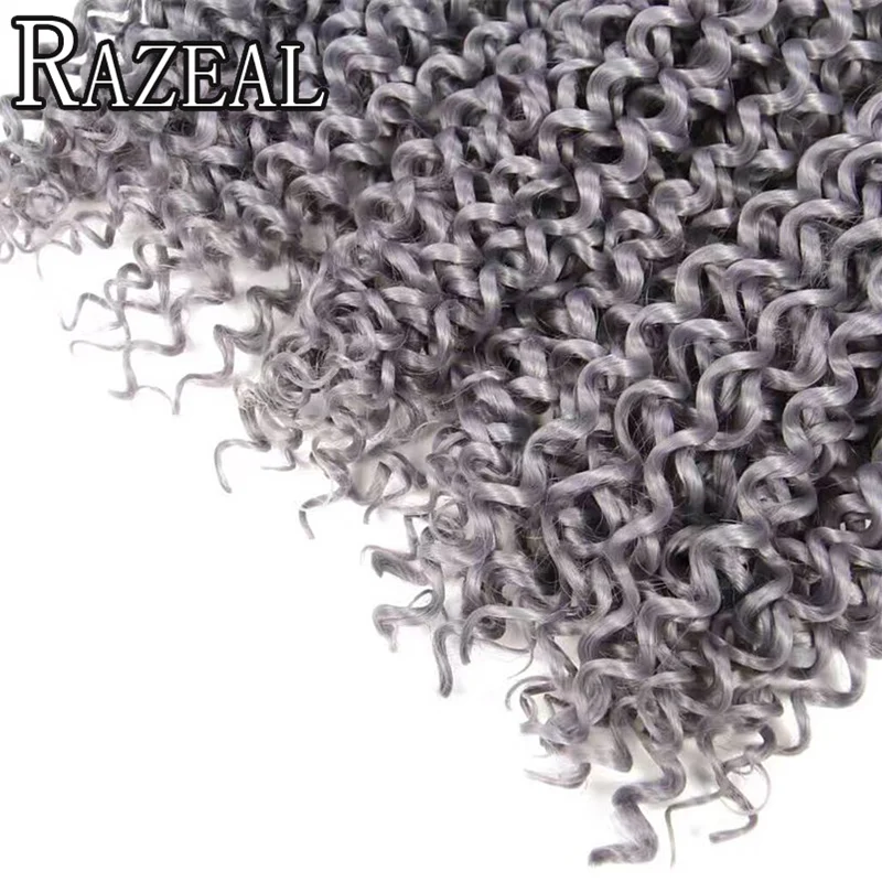 

Razeal Crochet Hair Extension Bohemian Freetress Crochet Braids Black Gray Synthetic Braiding Hair High Temperature One Piece