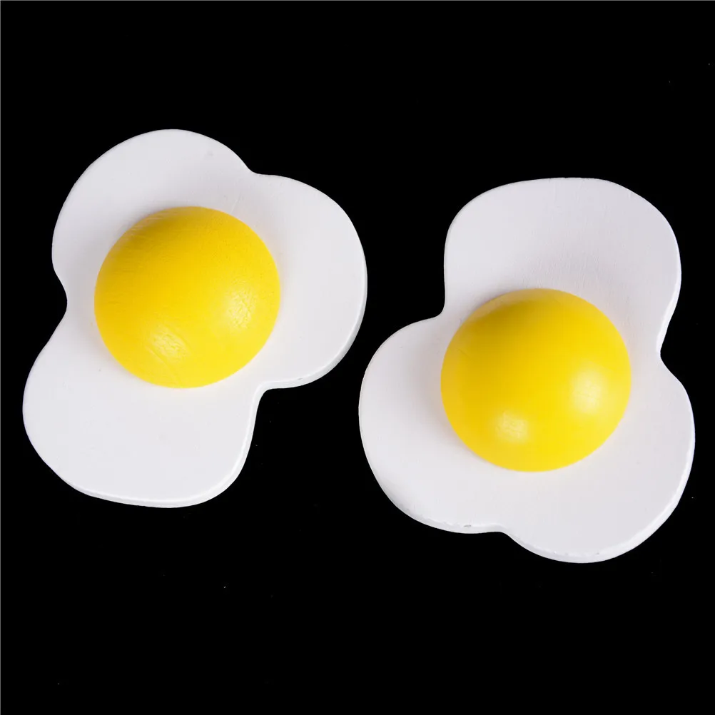 

2PCS Fake Simulation Poached Egg Funny Novelty Home Kitchen Wedding Decoration Photography Prop Baby Children Early learning Toy
