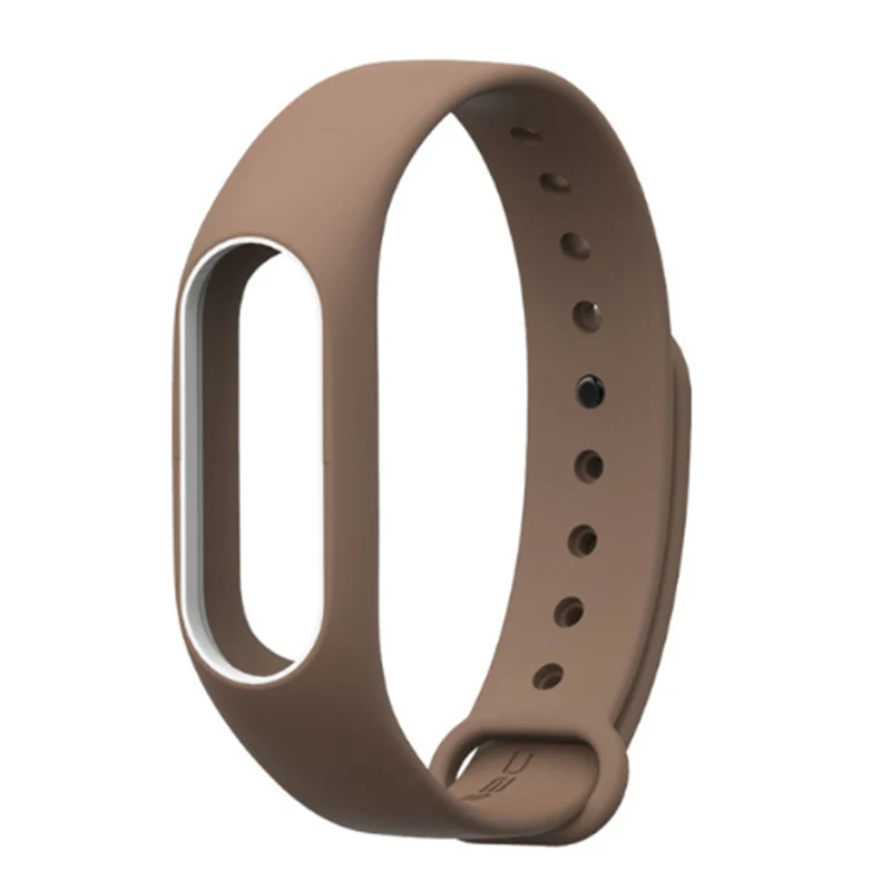 Coffee with White Цветной mi band 2 ремешок reloj inteligente высококачественный силиконовый двойной цветной удобный ремешок на запястье для xiaomi mi band 2 - Цвет: Coffee with White