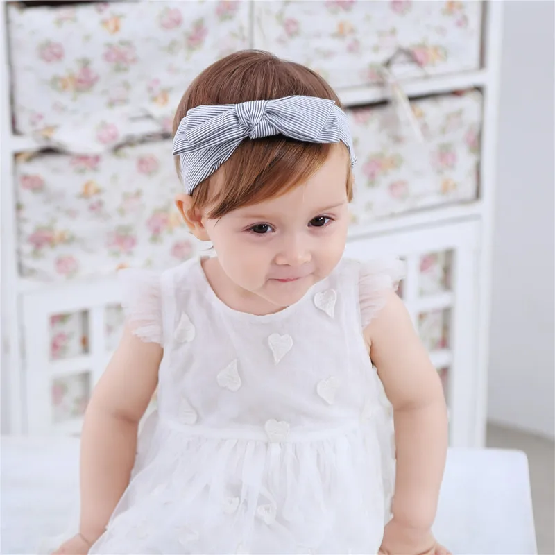 1pc Girl Boys Bow Hair Bands Double Bowknot Headband for kids Cotton Stripe Hairband Headwear Turban Girls Accessories | Детская одежда