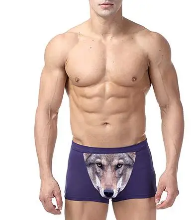 purple wolf Мужские шорты-боксеры с 3D рисунком волка, мужское нижнее белье, модальное нижнее белье, мужские трусы с принтом животных, GayCalzoncillos Algodon Hombre - Цвет: purple wolf