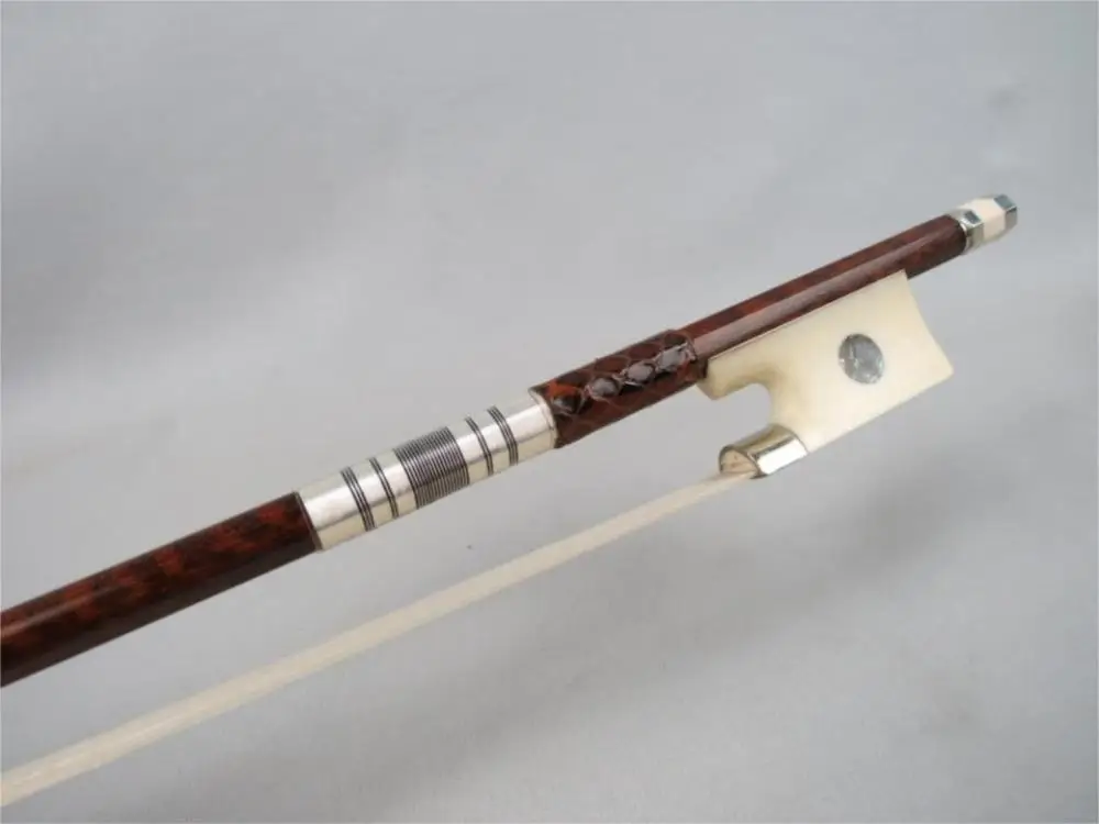 

1 Pc Professional Snakewood violin bow oxbone frog AAA Siberia white horsetail best balance double paris eye