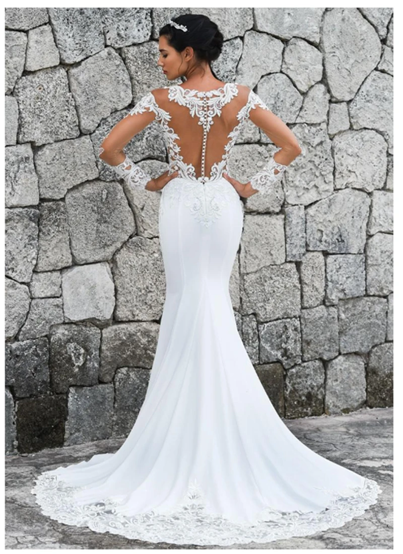 Свадебные платья русалки LORIE 2019 кружевное пляжное платье невесты с длинными