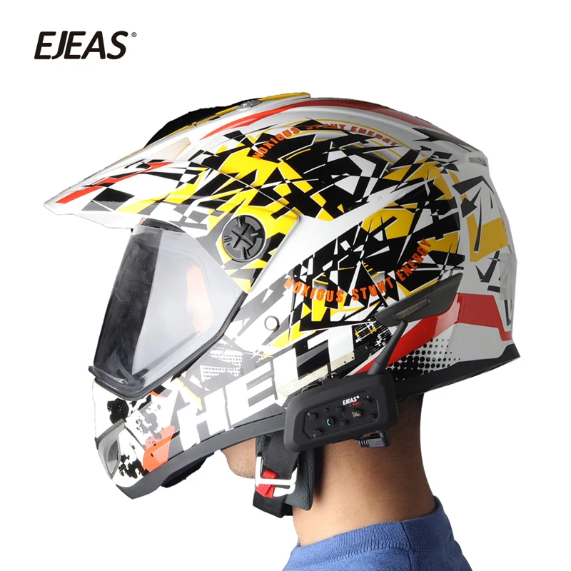 EJEAS V6 2 шт. Bluetooth мотоциклетная гарнитура для шлема 1200 м коммуникатор Interphone Auriculares