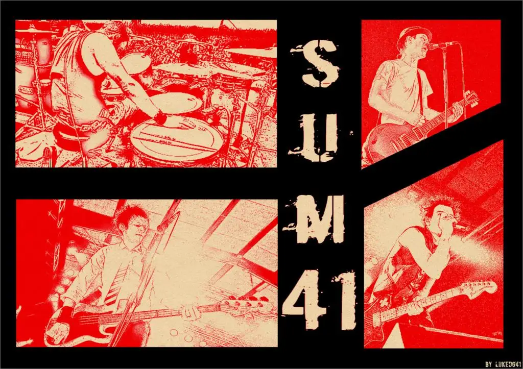 Популярный винтажный постер Sum 41 ретро из крафт бумаги с рисунком музыкальной