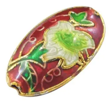 

Handmade Cloisonne Beads, Oval, Mixed Color, about 19mm long, 10mm wide, 5mm thick, hole: 1mm