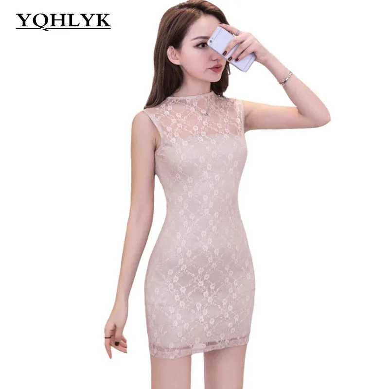 Women's dress summer sexy lace sleeveless tight Package hip party short temperament Show thin ladies clothing K057 | Женская одежда