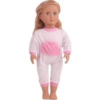 18 inch girls doll clothes white jumpsuit pink patchwork american new born dress baby toys fit 43 cm baby dolls c800