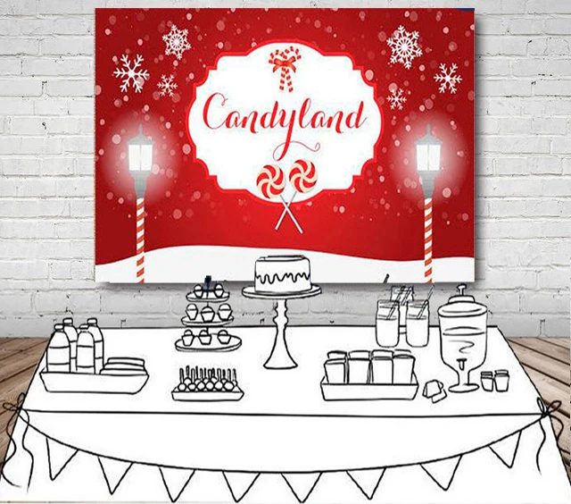 Пользовательские конфеты земля первый день рождения Candyland праздник снежинка фон