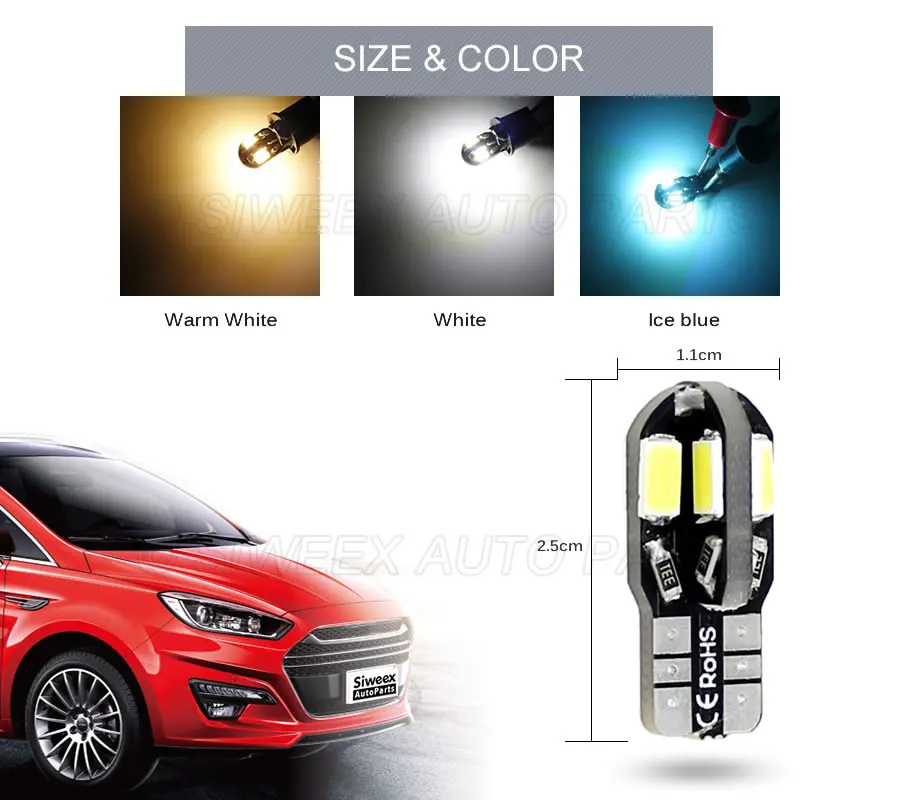 10 шт./лот W5W T10 8 SMD 5730 Автомобильные светодиодные купольные лампы багажника 194 168