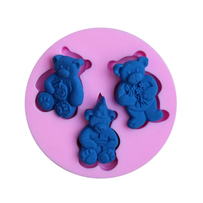 Силиконовая форма 3 с мультяшным медведем шоколадная глина печенье сироп