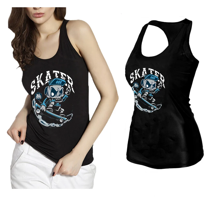 Showtly SKATER 666 print letter women's tank tops casual cotton super soft | Женская одежда
