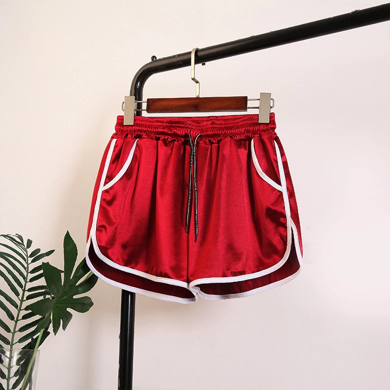 Лоскутные женские шорты на шнурке свободные с высокой талией карманами Femme