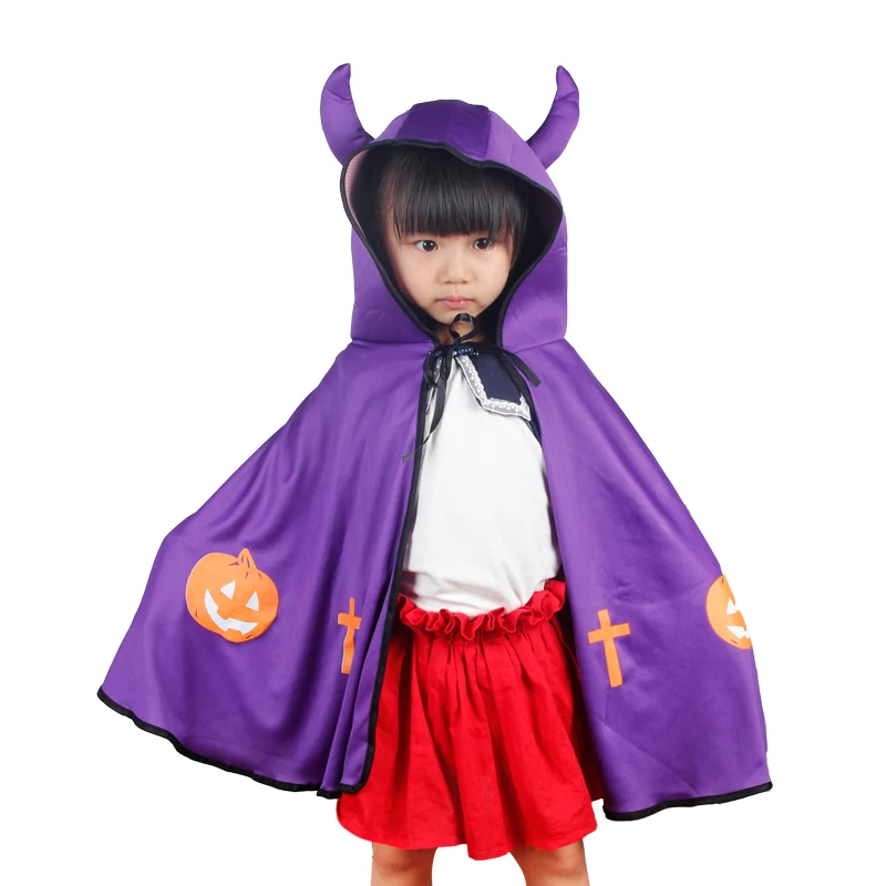 Костюм маленького дьявола с рогами накидка для детей Детский костюм на Хэллоуин