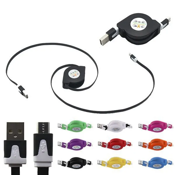 1M Micro USB V8 Retractable Extension Flat Noodle Cable Charging Sync Data Transmission For Samsung Galaxy S6/S6 Edge |