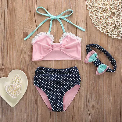 Милые детские для девочек лук Fringe Бикини Плавание купальный костюм малыша