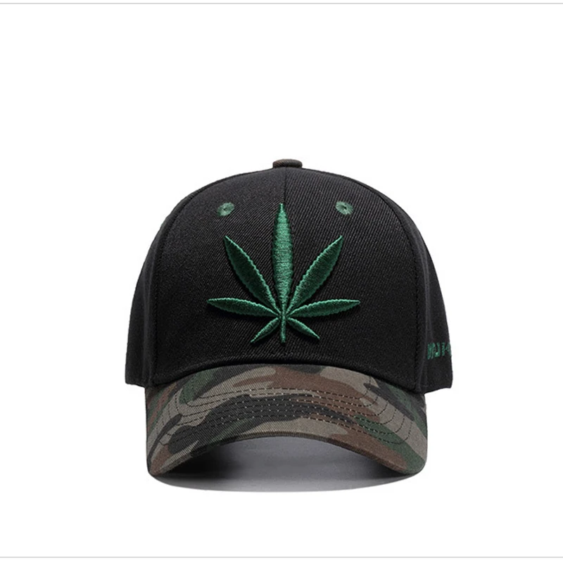 2017 New Hemp Leaves Baseball Caps For Women Men Patchwork Camouflage Brim Hip Hop Green Maple Leaf Snapback Hats Camo Sun Cap|baseball cap|baseball