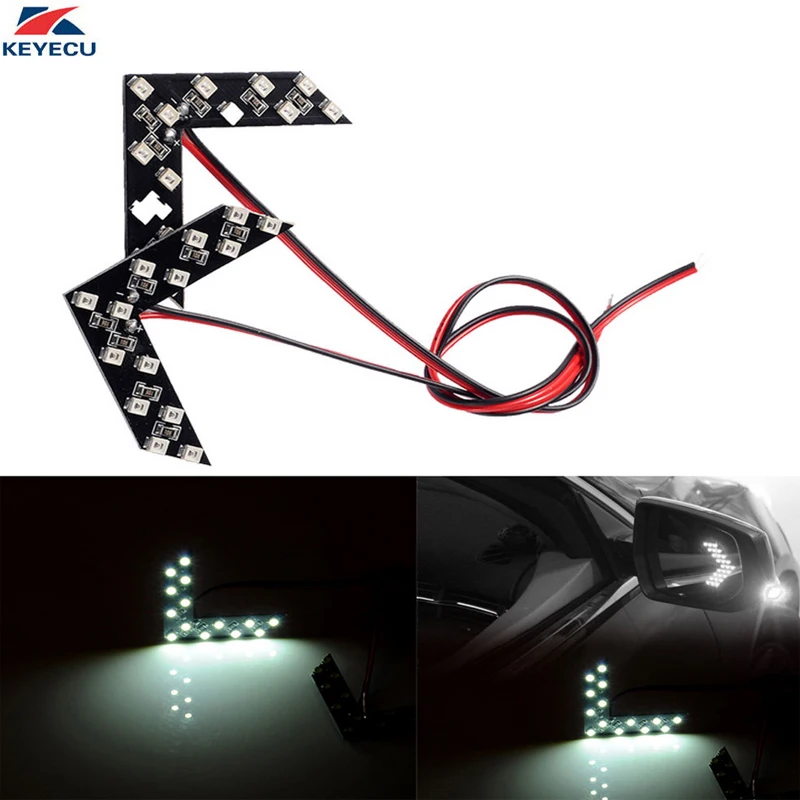 KEYECU 2 шт. 14SMD LED боковое зеркало со стрелкой панель индикатор Add-on Blinker указатель