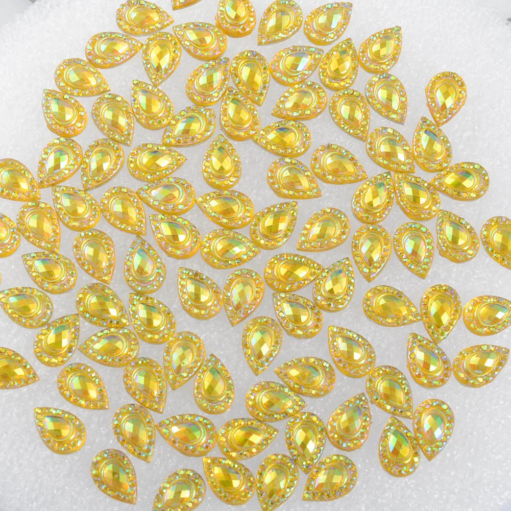 TM028-Yellow-120P BOLIAO AB цветные стразы в форме капель Flatback 120 шт 8*12 мм(0,31*0,47 дюйма) эпоксидный клей на ремесле/Свадебные украшения DIY - Цвет: TM028-Yellow-120P
